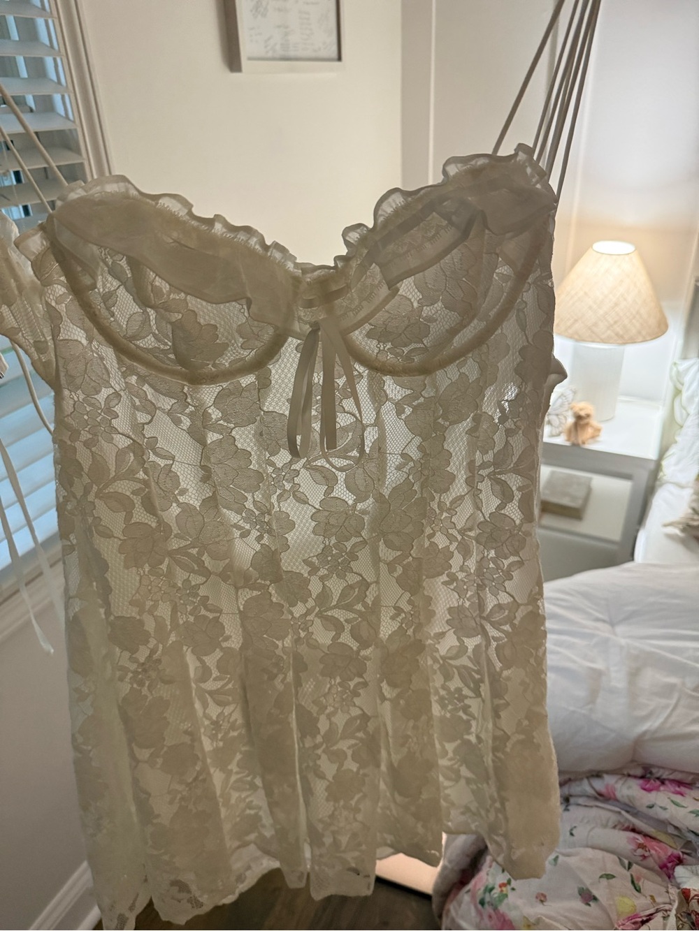 For Love & Lemons Cream Lace Babydoll Chemise